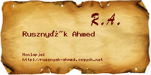 Rusznyák Ahmed névjegykártya